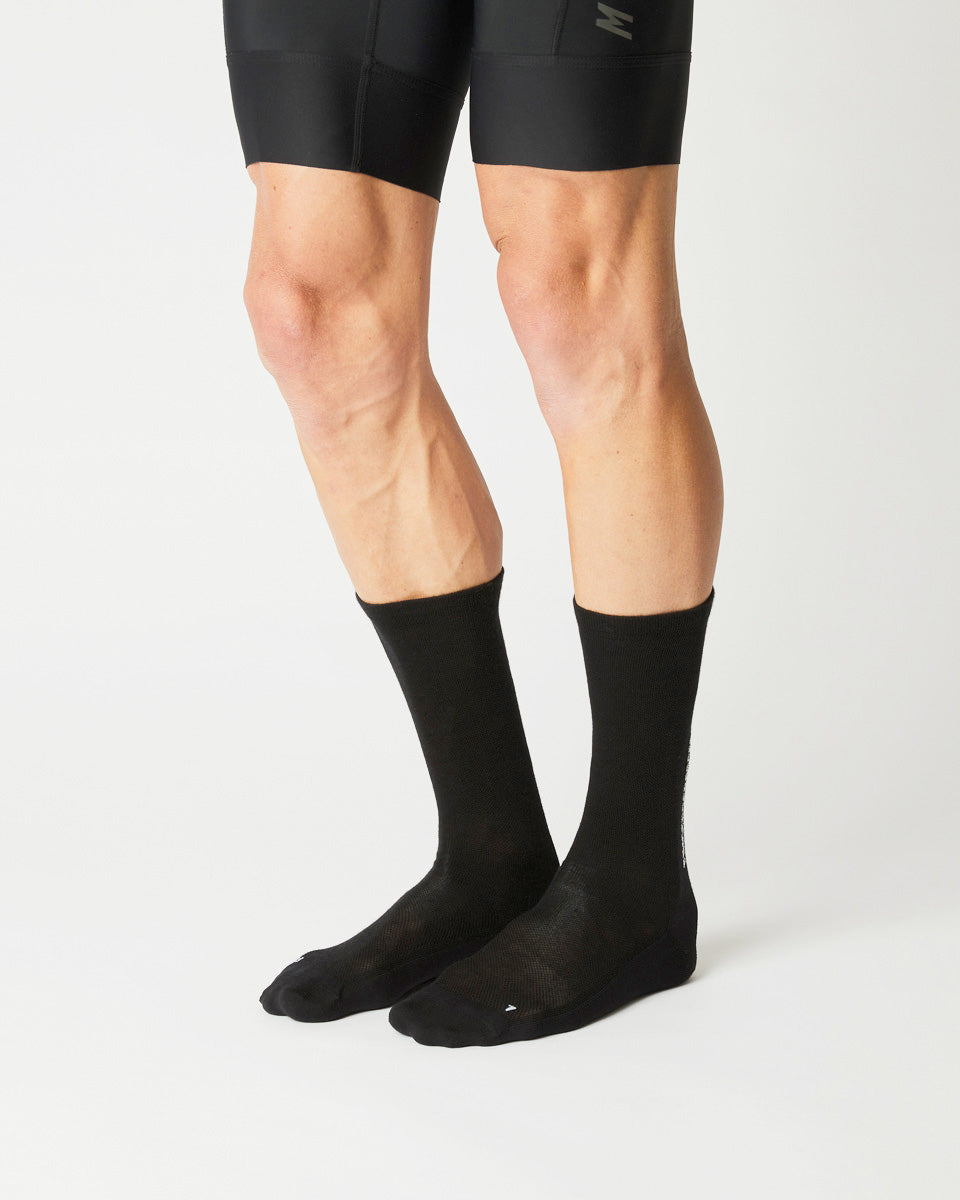 FINGERSCROSSED #Light Merino Seta Calze da Ciclismo Nere EU 43-36