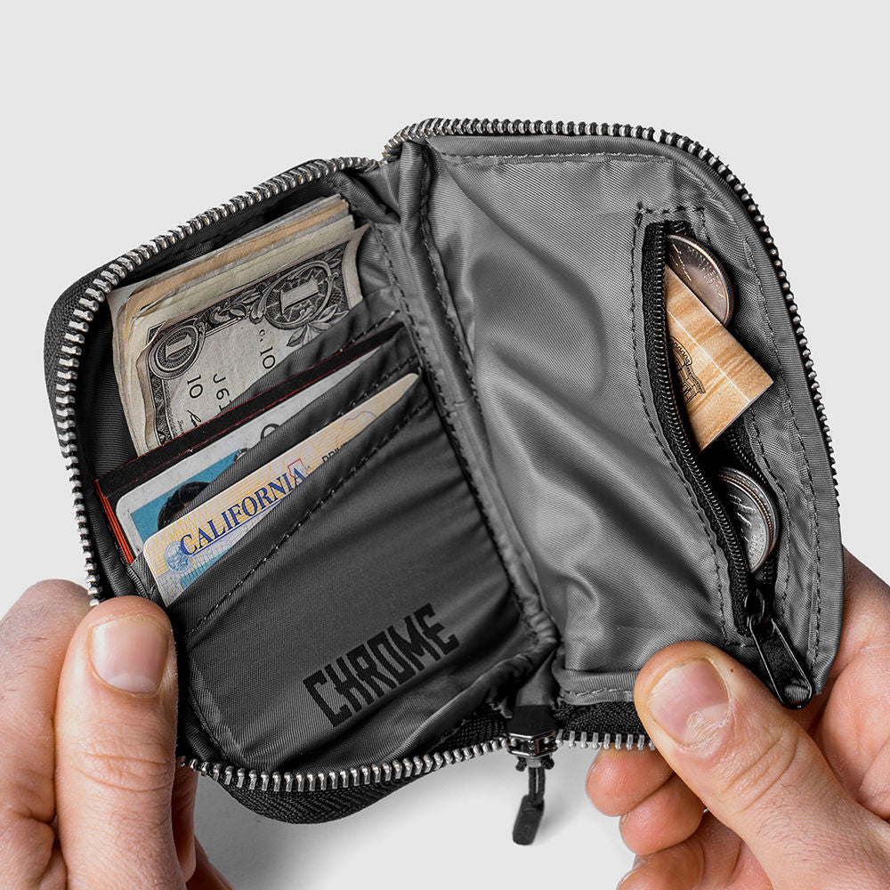 Chrome Zip Wallet Black