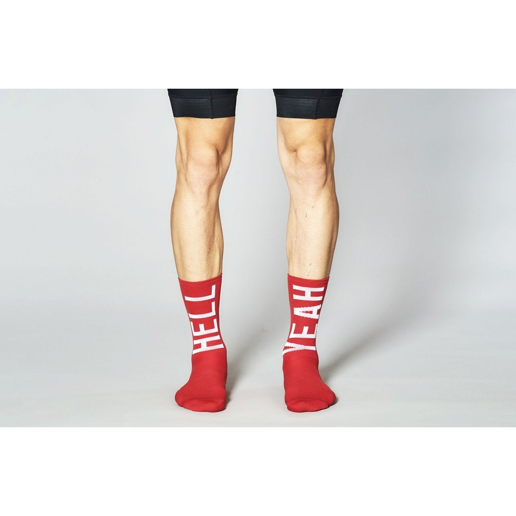 FINGERSCROSSED 'Hell Yeah' Skarpety rowerowe 2.0 - czerwone