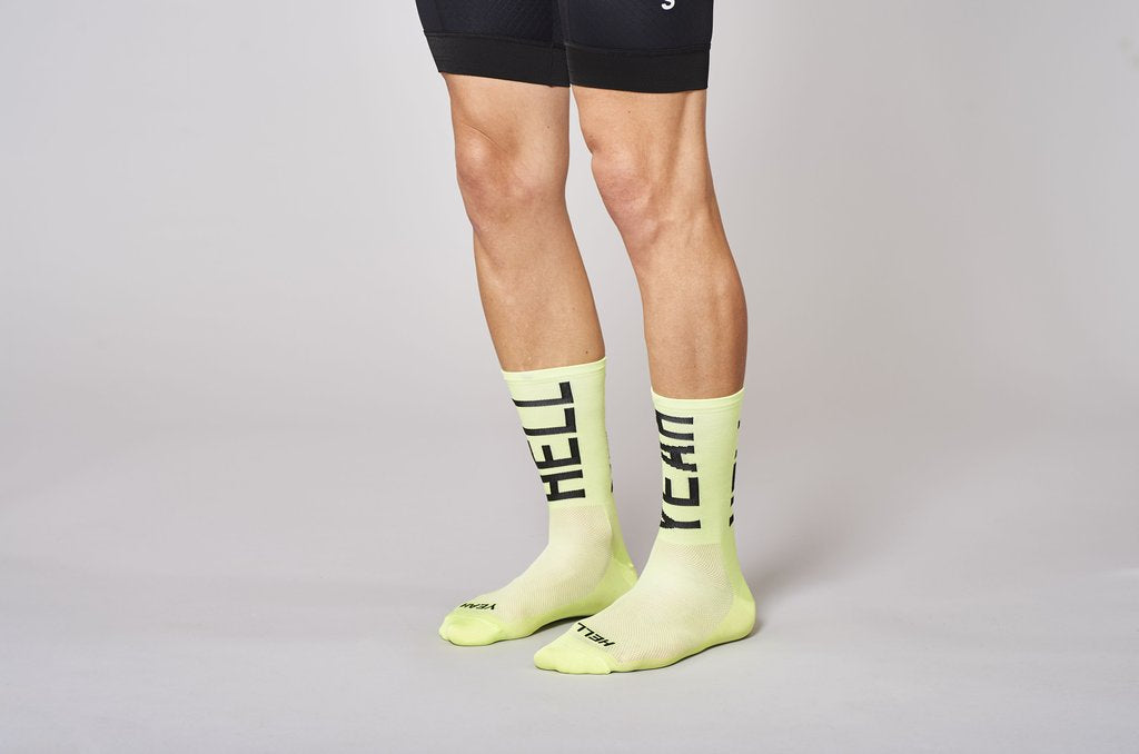 FINGERSCROSSED Calzini da bici 'Hell Yeah' 2.0 - acid