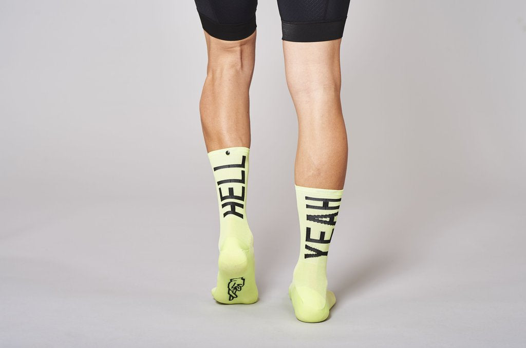 FINGERSCROSSED Calzini da bici 'Hell Yeah' 2.0 - acid