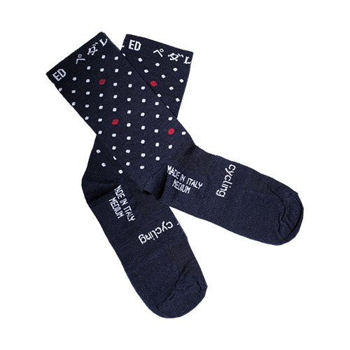 PEdAL ED Merino Winter Polka Dot Cycling Socks Blue