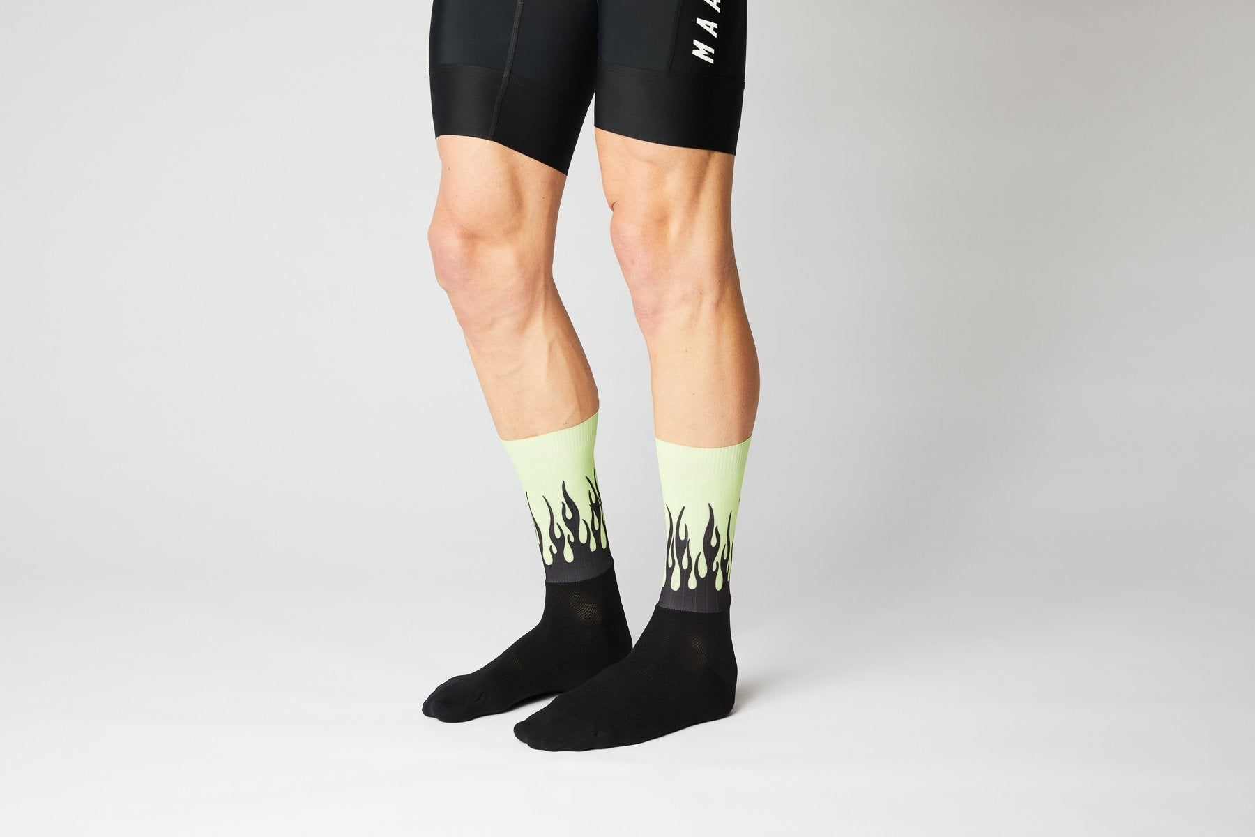 FINGERSCROSSED #Aero Flames Black/Neon Cycling Socks