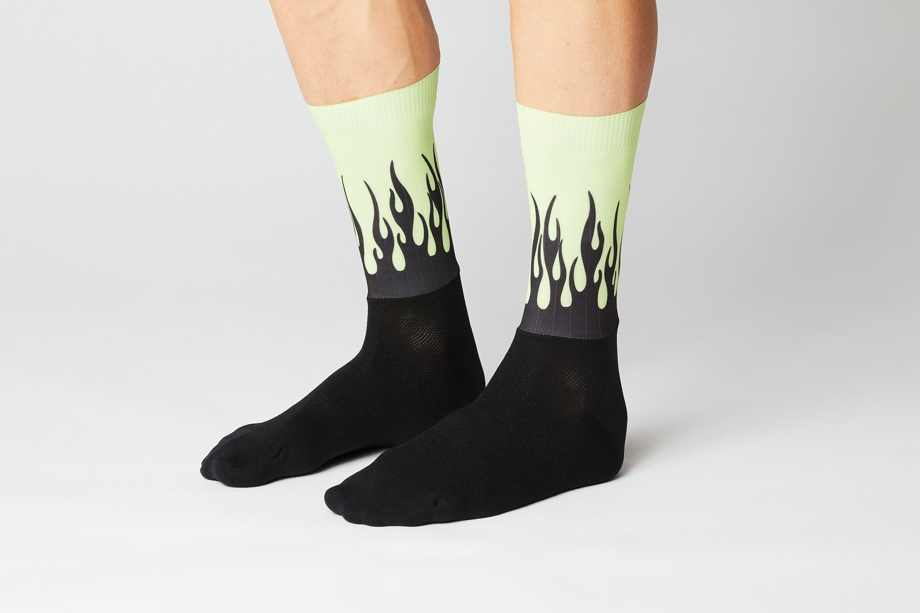 FINGERSCROSSED #Aero Flames Black/Neon Cycling Socks
