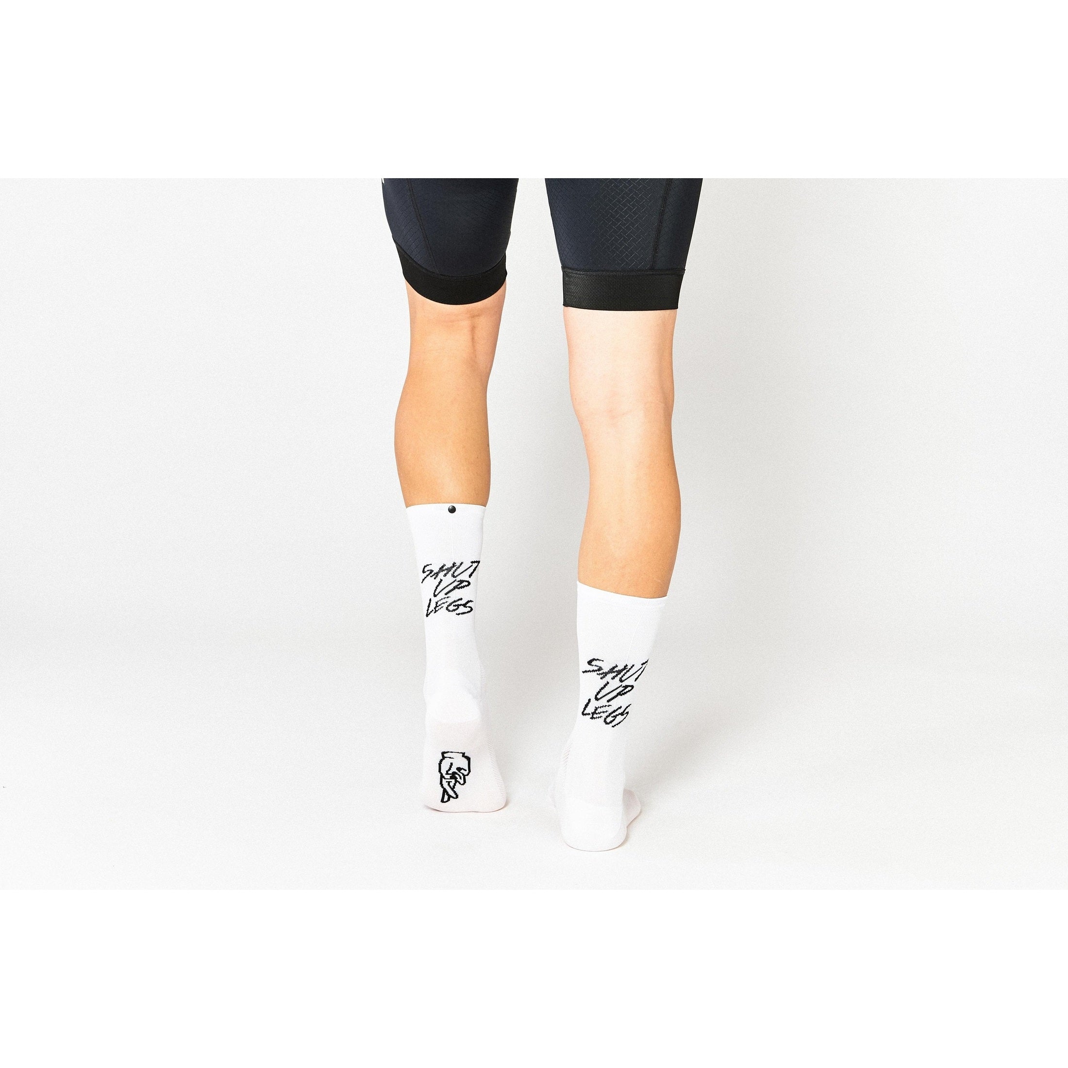 FINGERSCROSSED Shut Up Legs White Cyckelstrumpor