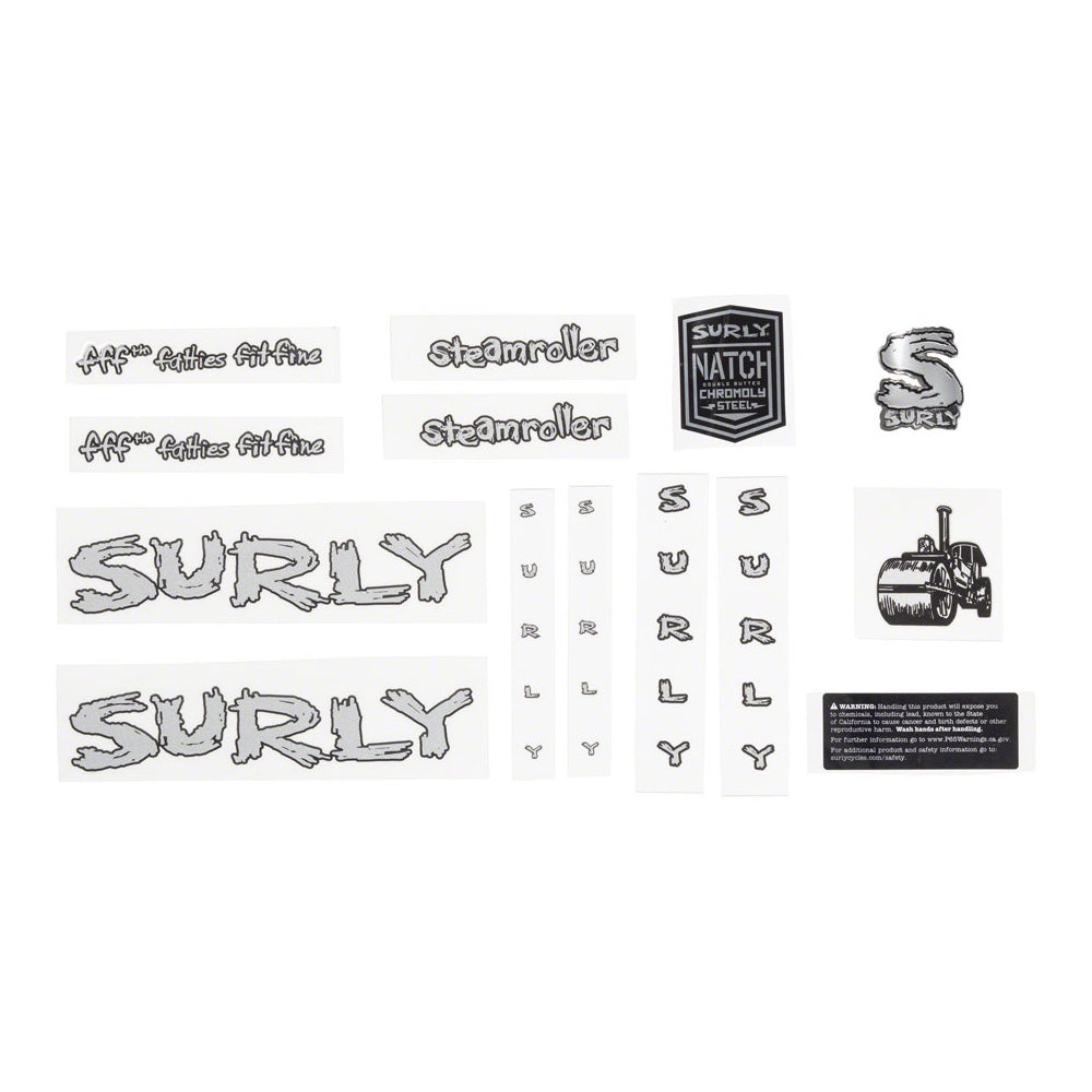 Kit de calcomanías Surly Steamroller - Plata