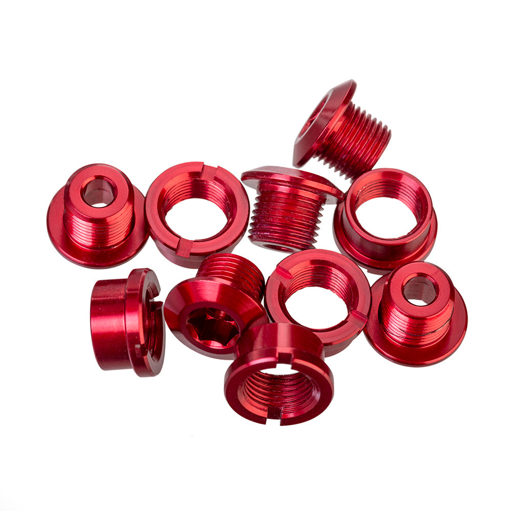 I.D. Single Alloy Chainring Bolts - Multiple Colours Red