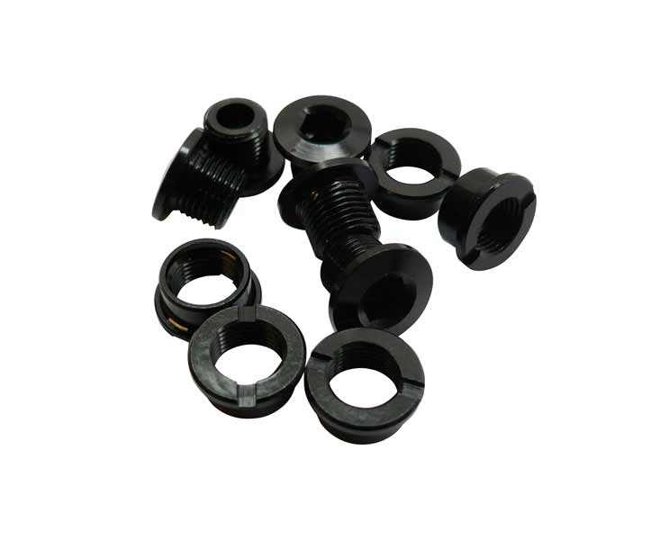 I.D. Single Alloy Chainring Bolts - Multiple Colours Black