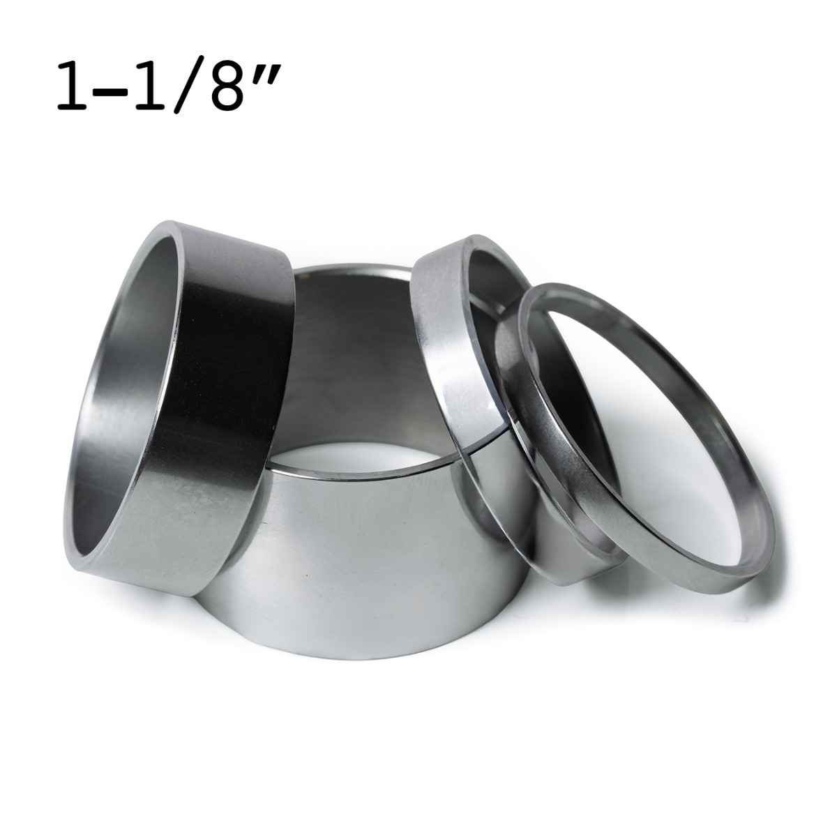 NITTO Headset Spacer 1-1/8" Dull Bright Steel – bilden visar flera höjder, välj 10 eller 20 mm